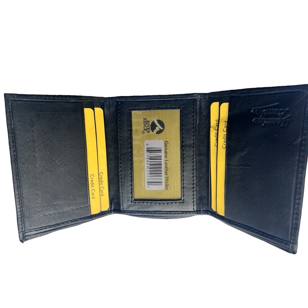 River Ridge Genuine Leather Black Trifold Wallet Billfold Men Clothing Accessory
